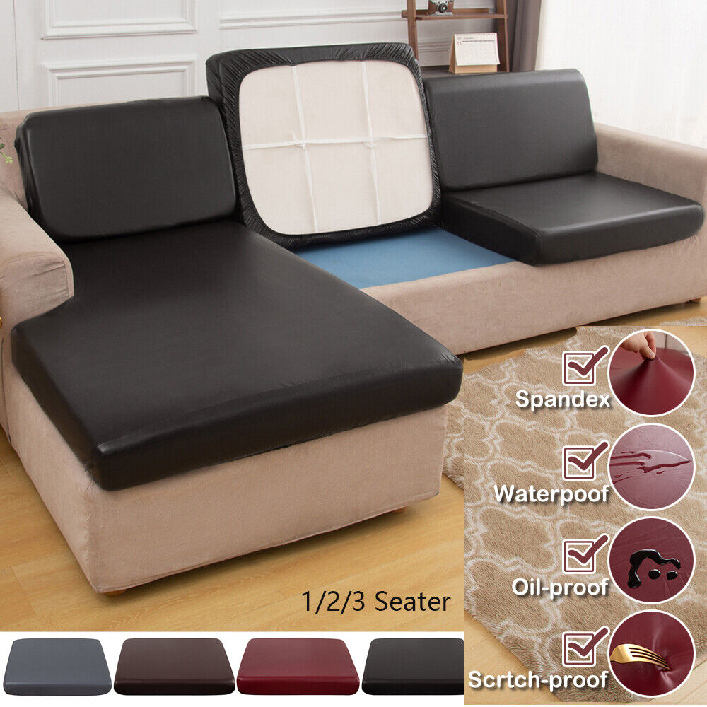 PU Leather Sofa Cushion Covers 1/2/3/4 Seater Waterproof Stretch Cover  Protector