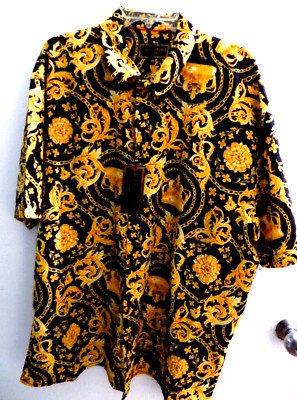 NEW Baroque Gold Crown Medusa Italian Designer Style Mens Shirt Size 2XX