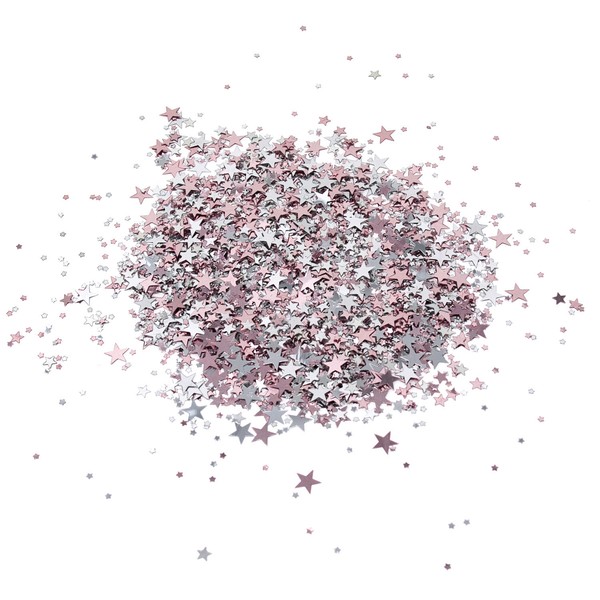 Konfetti Sterne Silber Rosé 300 Stk. Geburtstag Silvester Streu Deko Tischdeko-image