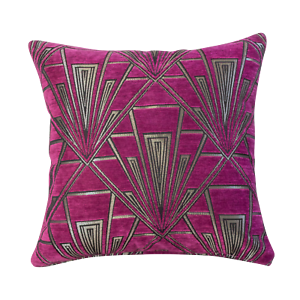 Art Deco Cojín Lujo Terciopelo Chenille diseño geométrico Rosa Y Plata