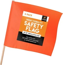 Orange Safety Flags,18"X18" Orange Flag,Square Safety Flag (Pack of 2)