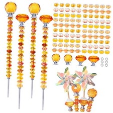 101 PCS Beaded Garden Stakes Kit, DIY Fairy Wand Garden Stake Windmill Orange