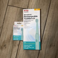 CVS Health WaveSonic Rechargeable Toothbrush Soft W Replacement Brush Head SET