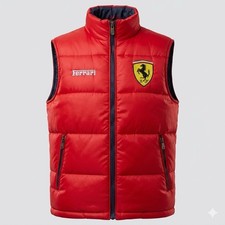 Scuderia Ferrari Racing Puffer Full Zip Vest Men’s Large Red Quilted Vintage