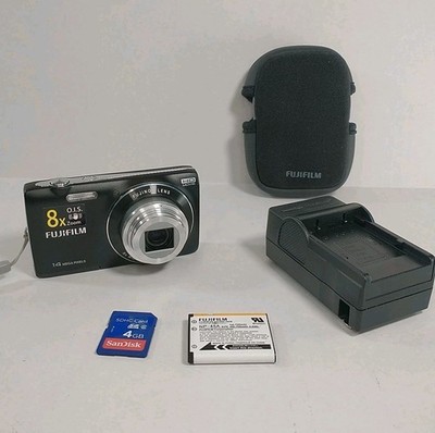 Fujifilm FinePix JZ100 14MP Digital Camera 4GB SD Card Charger