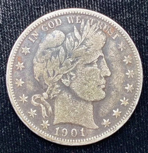 1901-O Barber Half - Raw - Solid Fine - Nicely Aged - #600