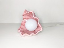 Lampada a conchiglia vintage, lampada da tavolo in vetro ceramica rosa anni 80