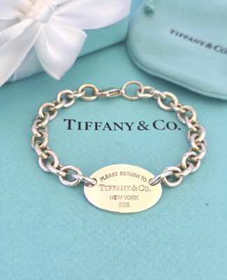 Tiffany & Co. Return to Oval Link Tag Silber 7,5'' Kettenarmband, UK punziert!