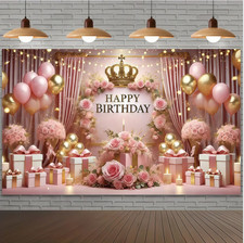 Backdrop Girls Women Birthday Banner Party Background Decor Photography Props