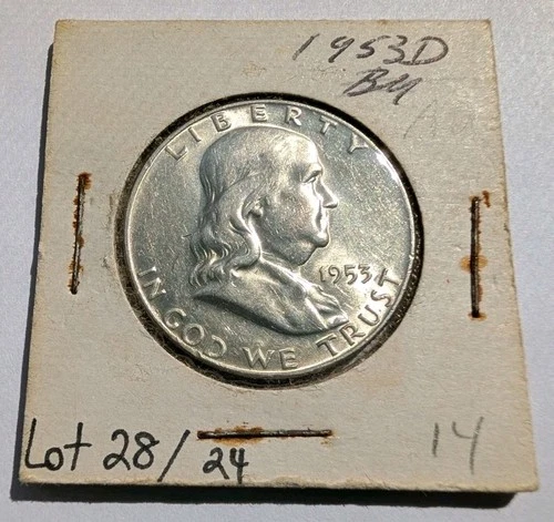 1953-D Franklin Half Dollar, 90% Silver UNC