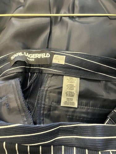 karl lagerfeld women Suit Blue Pin Stripe Top 6 Bottom 4 - Picture 7 of 8