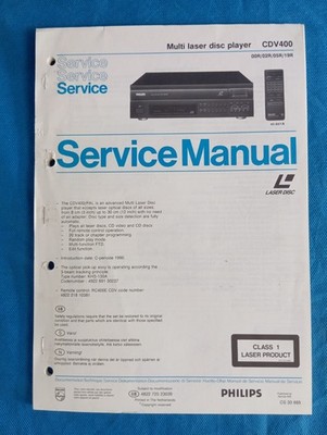 PHILIPS CDV400 Mini Laser Disc Player SERVICE MANUAL ORIGINAL Vintage Schaltplan