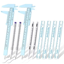 Teling 10 Pcs Eyebrow Ruler tools set 2 Eyebrow Measuring Ruler kit 4 Microbl...