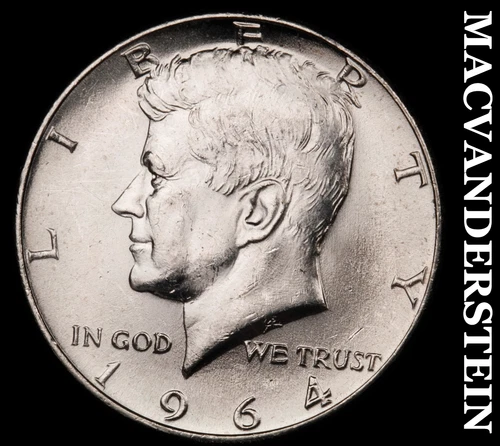 1964 Silver Kennedy Half Dollar - Choice Gem Brilliant Unc  Lustrous  #G7375