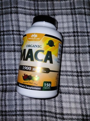 NaturaLife Labs Organic Maca 1900mg Vegan Energy Support 150 Capsules