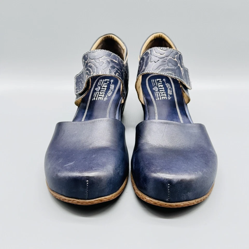 Spring Step L'Artiste Shoes Womens EU 42 US 10.5 11 Blue Leather Mary Janes NEW - Image 3 of 4