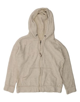 Fat Face Damen Oversize Zip Hoodie Pullover UK 10 Small Off White Baumwolle DA22