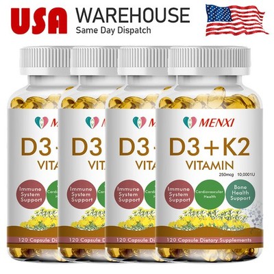 Vitamin K2 (MK7) with D3 10000 IU Supplement, BioPerine Capsules, Immune Health