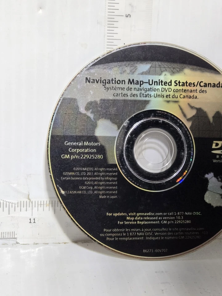 Actualización de mapas DVD de navegación GM Norteamérica GM p/n: 22925280 Ver 10. 3 Foto 3 de 4