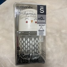 NEW Suavinex Bonhomia Glass Bottle 120mL 4 fl. oz. SX PRO Silicone Nipple Mint S