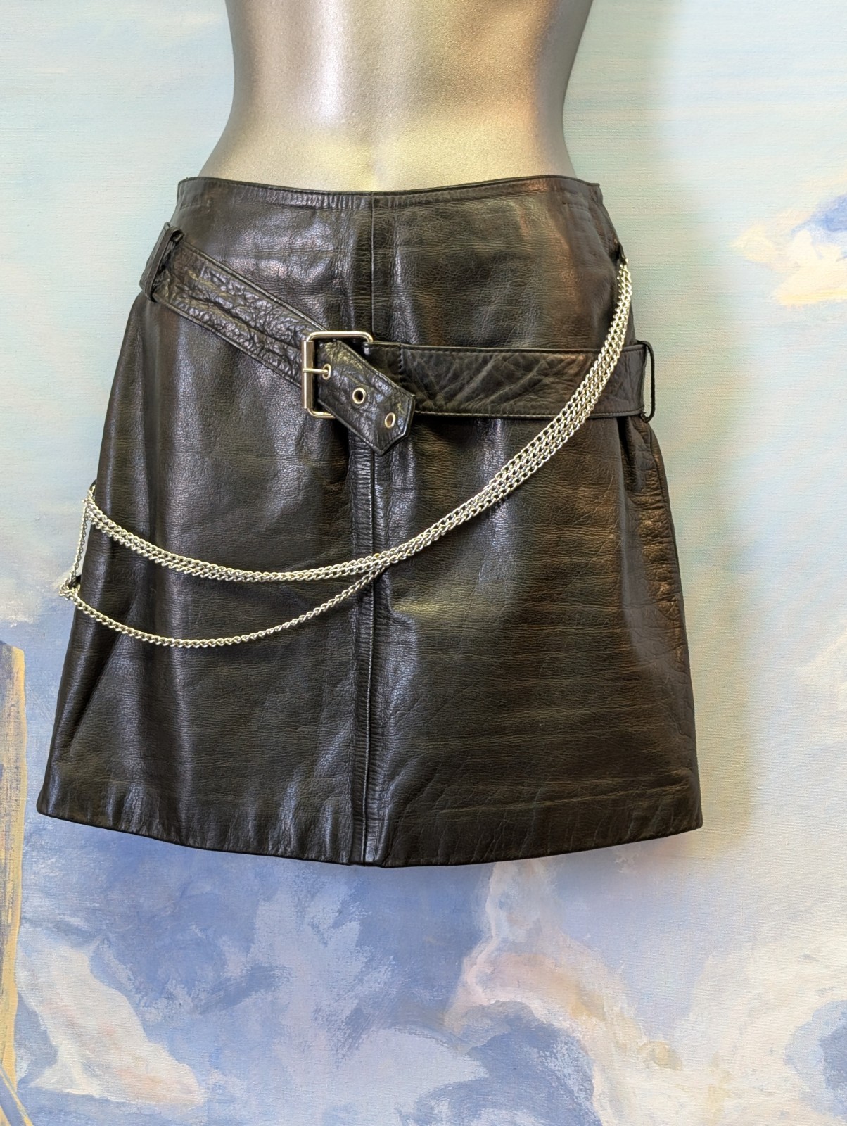 Vintage Leather Mini Skirt With Chains 7/8 By Speciale Mode
