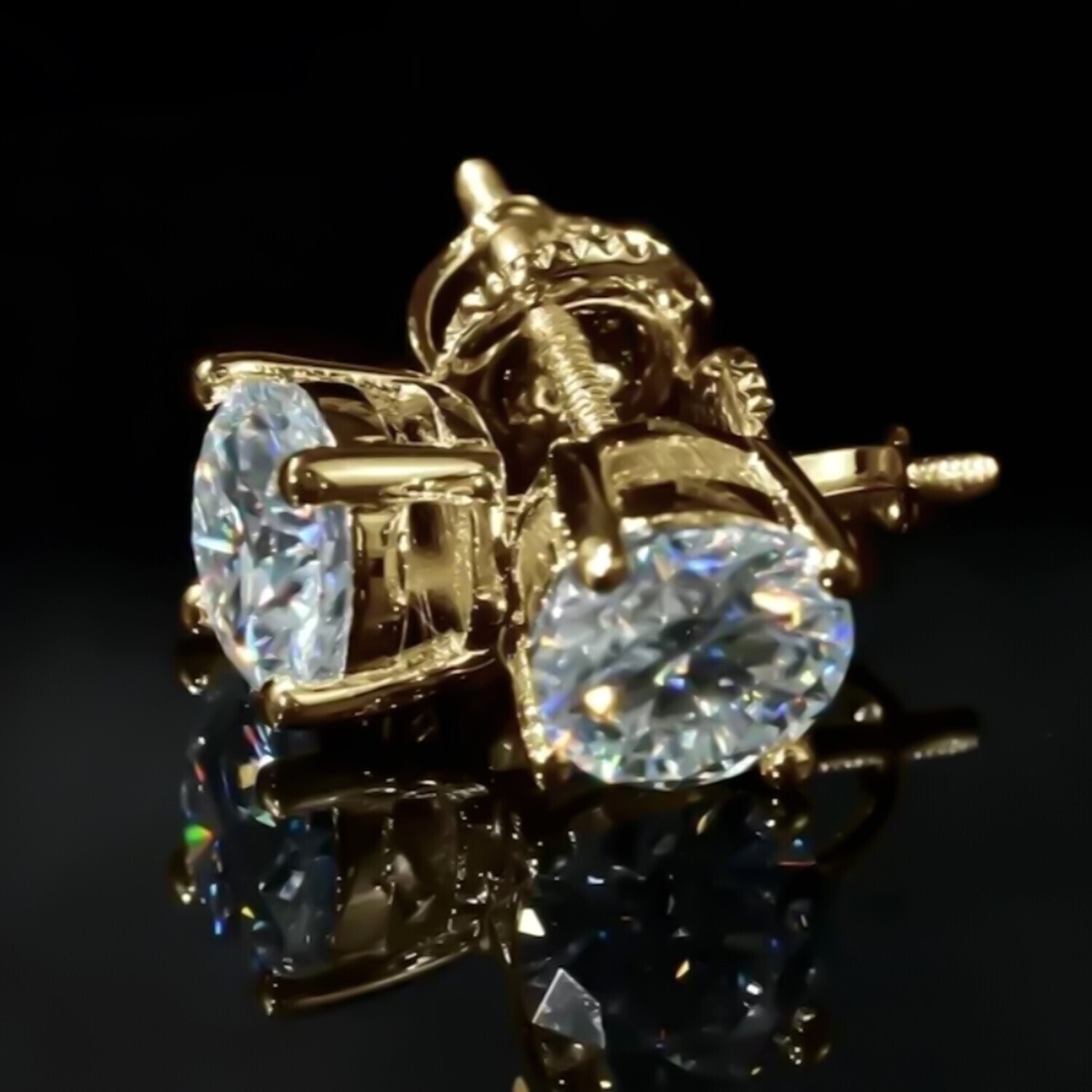 2 Ct Certified Round Cut White Diamond Solitaire Studs In 925 Sterling Silver