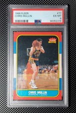 Fleer 1986-87 Chris Mullin Rookie #77 PSA 6 Warriors Base Set Basketball Card. rookie card picture