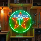 16"x16" Texaco Star Gasoline Gas Oil LED Neon Sign With Dimmer USB Powered Light