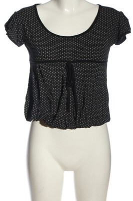 CACHE & CACHE Kurzarm-Bluse Damen Bluse Gr. DE 36 schwarz-weiß Casual-Look