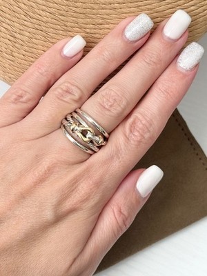 David Yurman Ring Sterlingsilber 0,925 & 18K/750 Gelbgold Schnalle