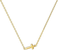 Gold Plated Cross Necklaces for Women, Dainty Gold Plated Cross Choker Necklace