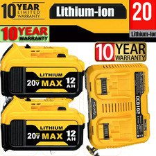 2Pack For DeWalt 20V 20 Volt Max XR 12.0AH Lithium Ion Battery DCB206-2 /Charger
