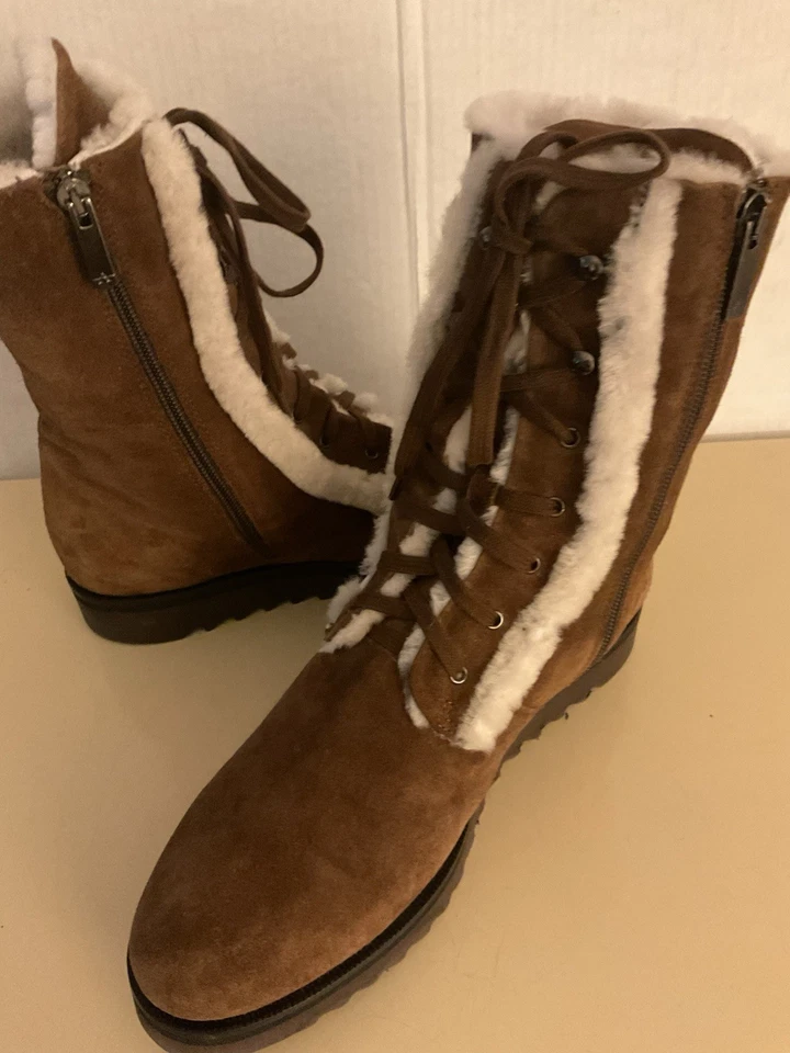 Aquatalia Mujer Marrón Gamuza Oveja Payton Botas de Combate Talla 8.5 Euro 39.5 Foto 4 de 4