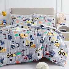 Twin Comforter Sets for Boys 6 Pieces Excavator Grey Bedding Set for Teens So...