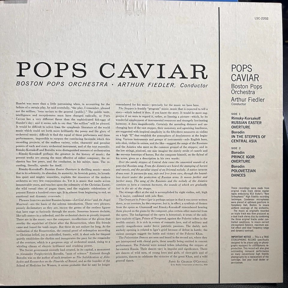 RCA SHADED DOG 1958 Rimsky-Korsakov Borodin POPS CAVIAR Fiedler LSC-2202 - Image 2 of 4