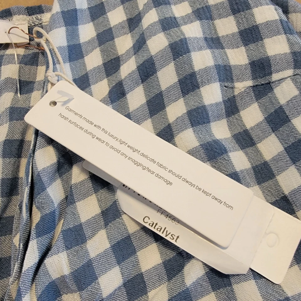 NUEVO Pantalones Cortos Olivaceous Mameluco Catalyst Para Mujer Azul Guinga a Cuadros Talla S  Foto 4 de 4