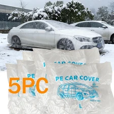 5 PACK Clear Plastic Disposable Car Cover Temporary Universal Rain Dust Garage