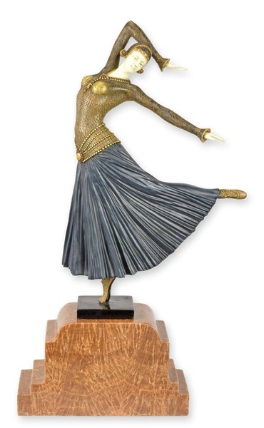 Bronzeskulptur Ayouta Nach Chiparus Kaltbemalt Replikat Retro Design Dekoration-image