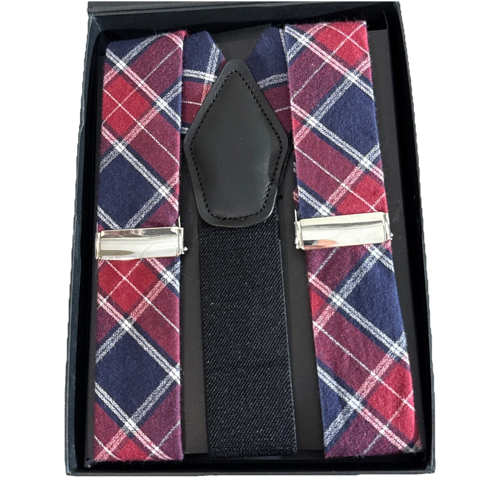 Suspensórios masculinos Nordstrom loja cordovão vermelho clipe no botão novo na caixa tamanho único - Imagem 3 de 3