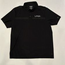 Rhone Polo Shirt Mens Large Black Golf Performance Embroidered Logo Lightweight