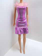 Barbie doll shiny pink dress with ruffles