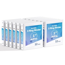 SUNEE 3 Ring Binders 1 Inch 12 Pack, Clear View Binders Bulk Three Ring PVC-F...