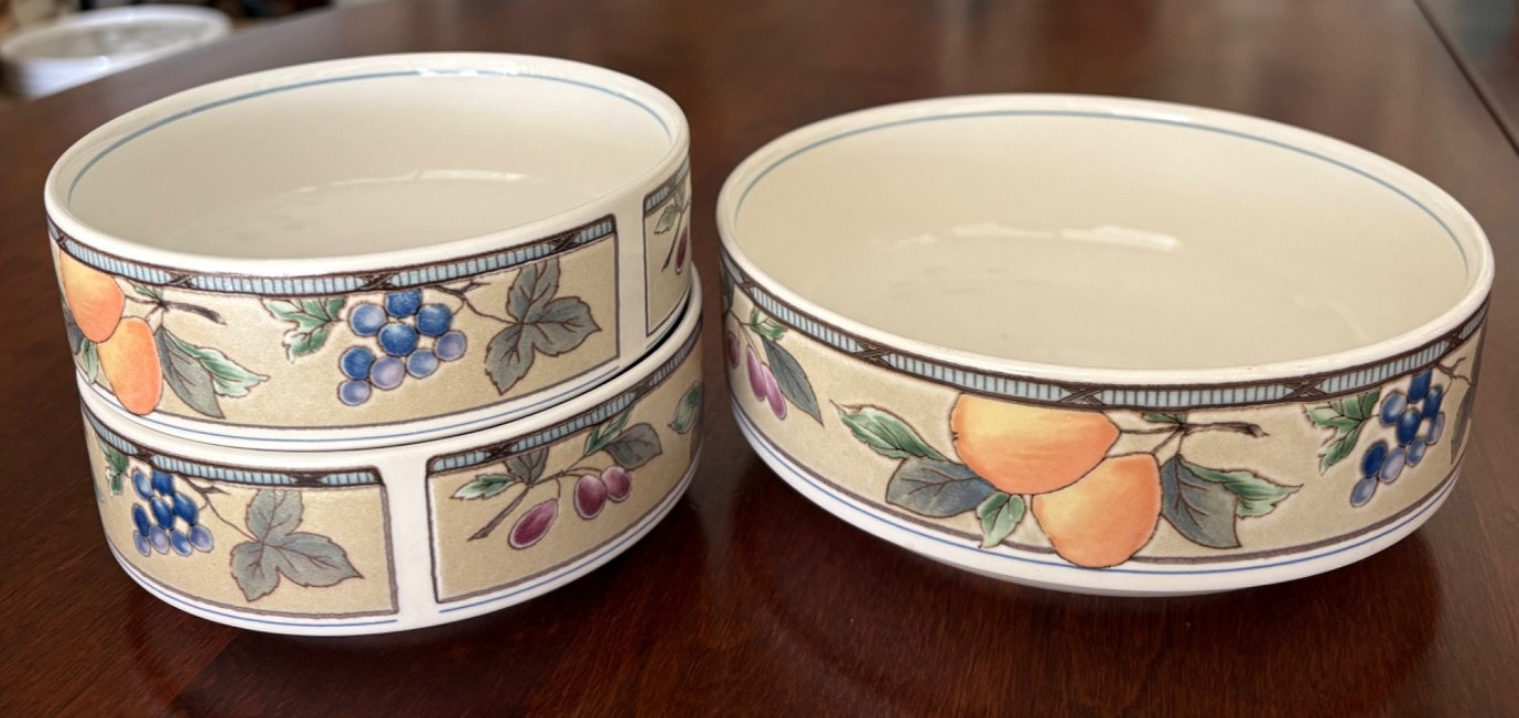 MIKASA Garden Harvest (2) 5" FRUIT BOWLS & (1) 6-1/4" CEREAL BOWL