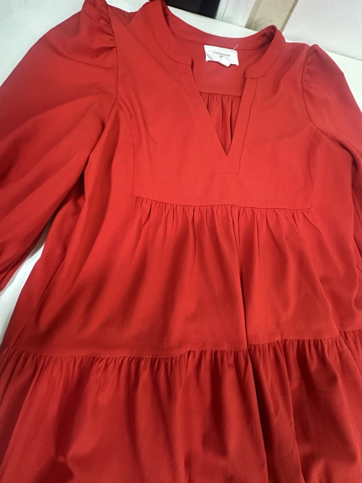 Abito Pomander Place Tuckernuck taglia grande rosso Kenzo popeline con volant a strati