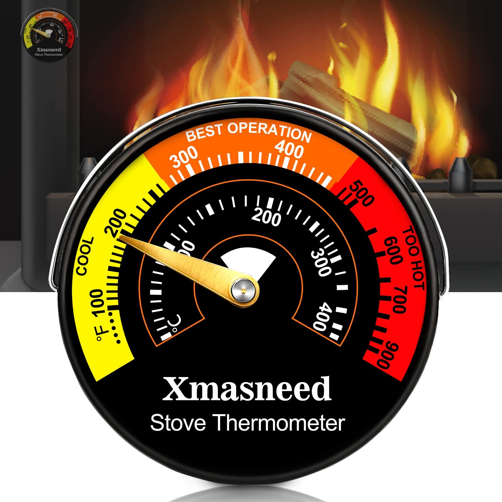 Stove Thermometer, Magnetic Log Burner Colorful