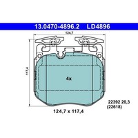ATE 13.0470-4896.2 Bremsbelagsatz FüR BMW 6 X5 X6 7 5 X7 G32 G11 G12 G05 F95