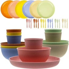 Wheat Straw Dinnerware Set, 36pcs Dishes Plates and Bowls Sets, Service for 6...