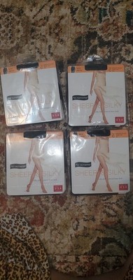 No Nonsense Sheer & Silky Pantyhose Size C Midnight Black Sheer Toe SLI Lot Of 4