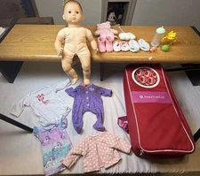 American Girl Bitty Baby Doll Lot: Red Travel Case, Clothes & Accessories bundle