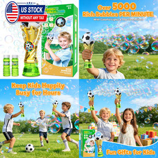 Bubble Machine for Kids, Soccer Trophy Bubble Wand, Automatic Bubble Blower